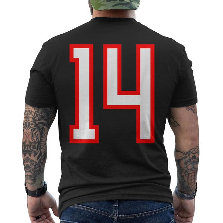 ナンバー 14 スポーツ ホワイト レッド ナンバー 14 メンズTシャツ バックプリント