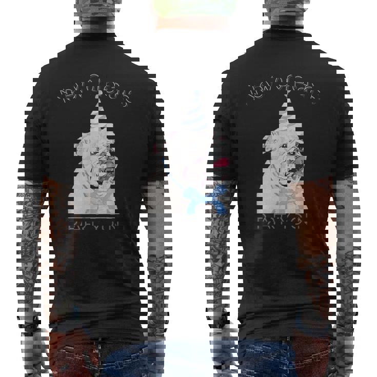 ニューオーリンズ 面白い犬の着用パーティーハット付き メンズTシャツ バックプリント