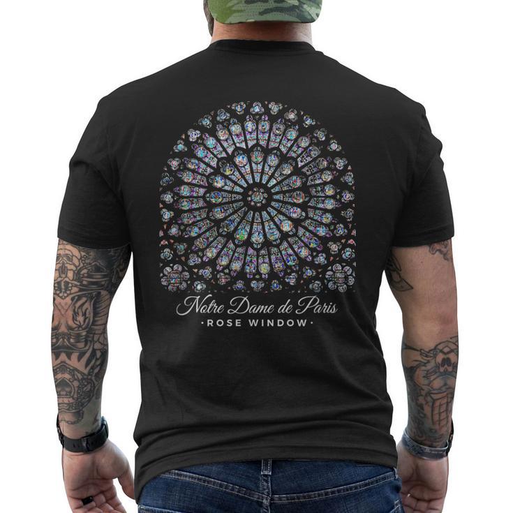 ノートルダム大聖堂 ローズウィンドウ メンズTシャツ バックプリント