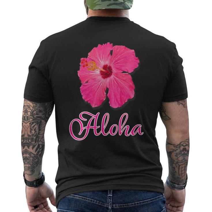 ハイビスカス Aloha アロハ《赤》（ハワイ・南国・フラダンス）夏 かわいい メンズTシャツ バックプリント