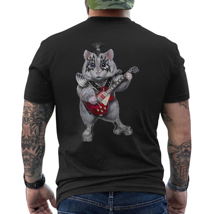 ハムスター ロックスター 動物 ギター メンズTシャツ バックプリント