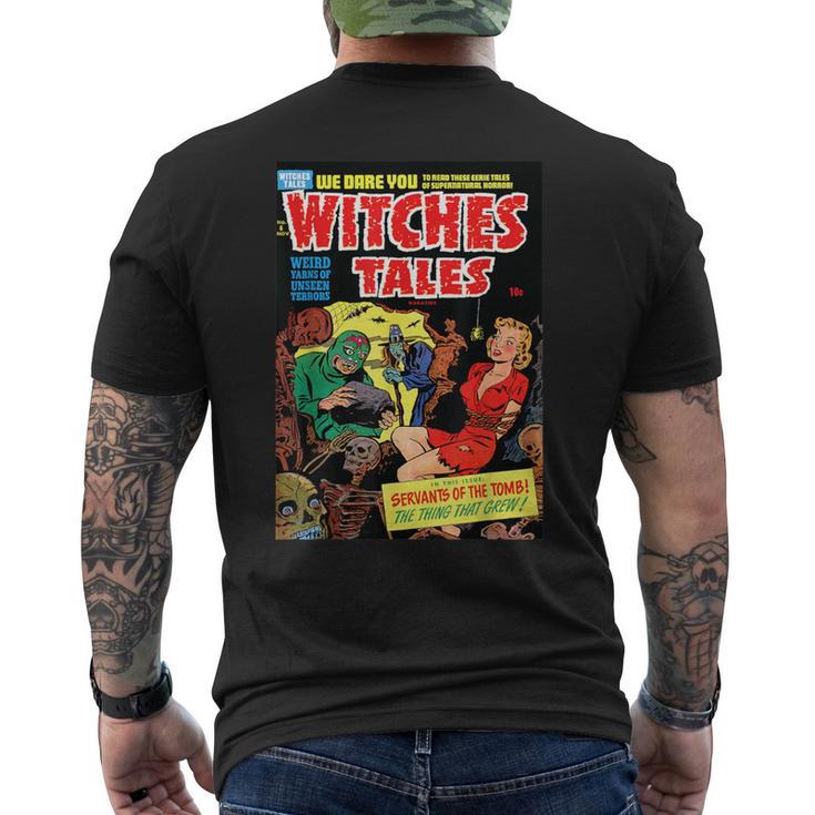 ハロウィン ホラー ヴィンテージ 魔女 コミックブック レトロ 怖い 面白い メンズTシャツ バックプリント