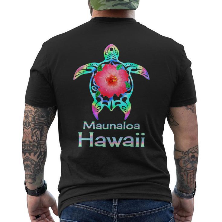 ハワイアン カラフル ウミガメ マウナロア ハワイ メンズTシャツ バックプリント