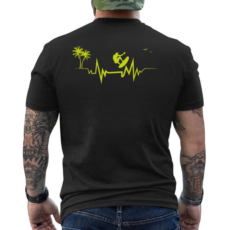 ハワイサーファーのためのサーフハートビートクールウェーブ 長袖tシャツ メンズTシャツ バックプリント