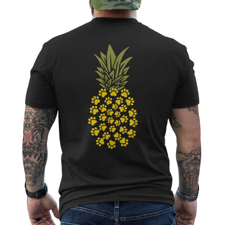 パイナップル猫の肉球プリント メンズTシャツ バックプリント