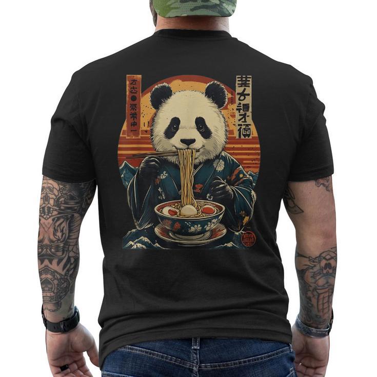 パンダのスープラーメン メンズTシャツ バックプリント