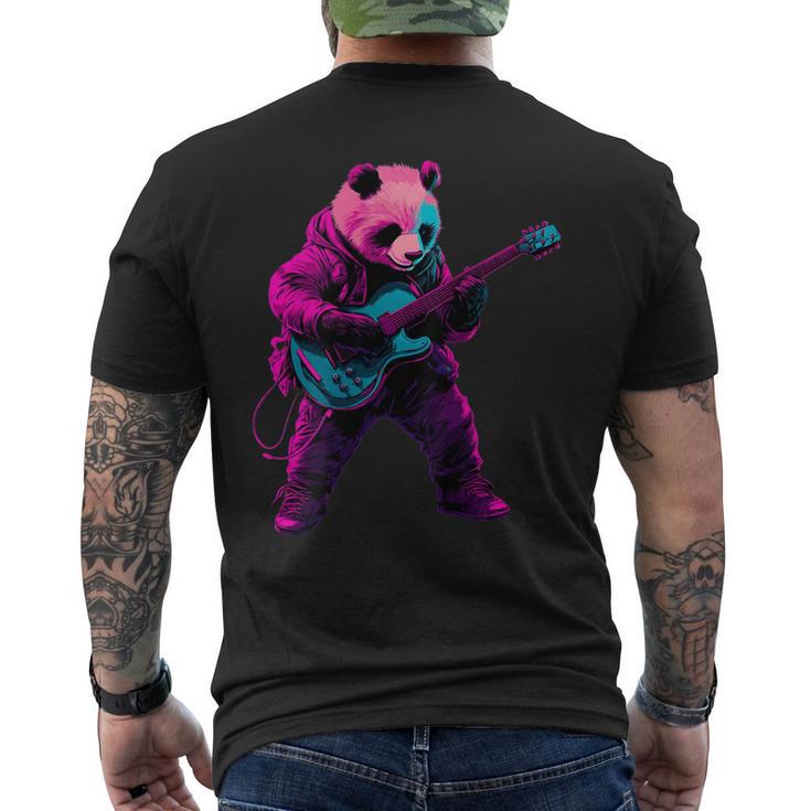 パンダプレイギター メンズTシャツ バックプリント