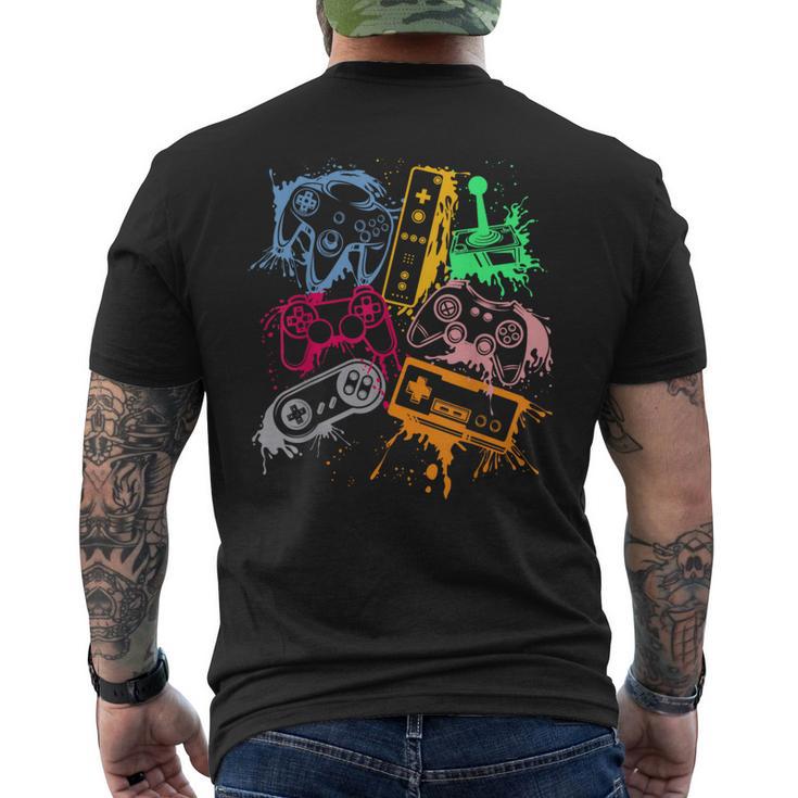 ビデオゲームコンソール コントローラー レトロ 80年代 90年代 アーケードゲーマー メンズTシャツ バックプリント