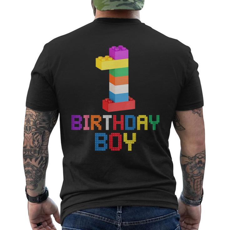 ビルディング・ブリックス 1歳のバースデー・ボーイ 1 1年目マスター・ビルダー メンズTシャツ バックプリント