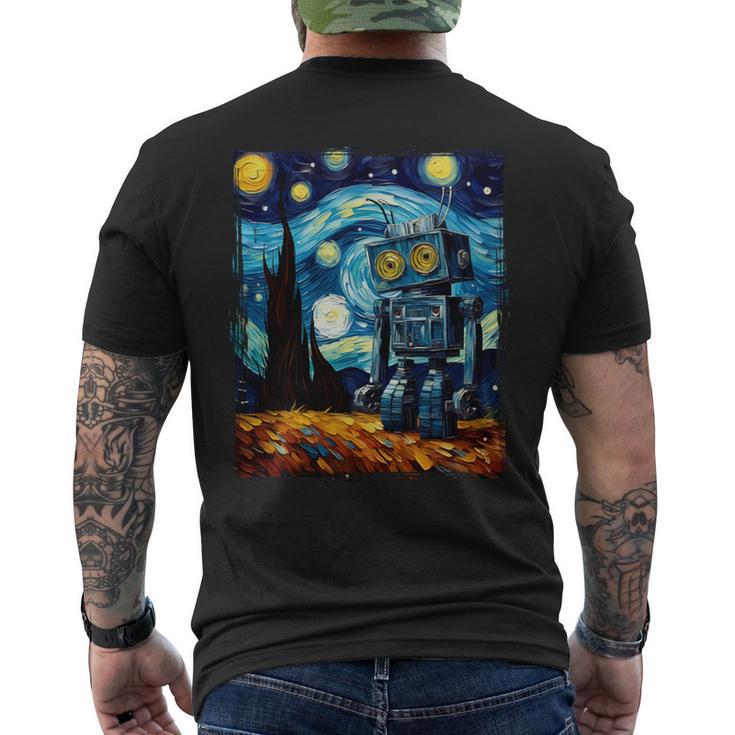 ビンテージロボットアート ゴッホ おもちゃ ロボットビルダー ロボティクス 長袖tシャツ メンズTシャツ バックプリント