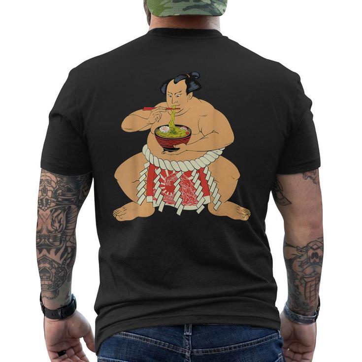 ビンテージ相撲力士 Eat ラーメン ヌードル アニメ 日本語 メンズTシャツ バックプリント