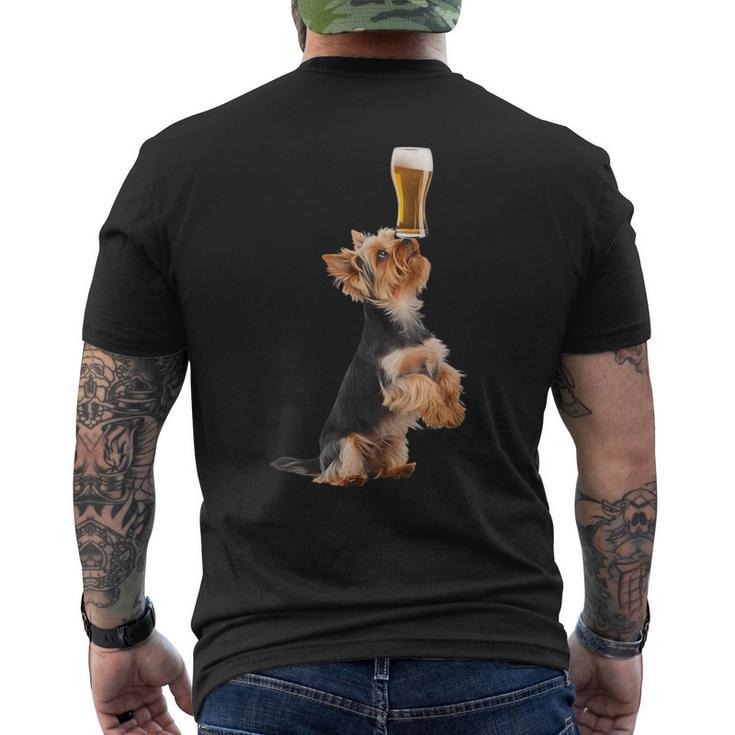 ビールヨークシャーテリア メンズTシャツ バックプリント