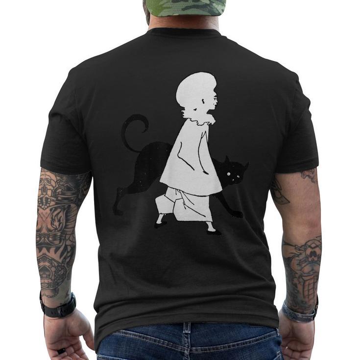ピエロと猫、オーブリー・ビアズリー作のセント・ポールズ1893年 メンズTシャツ バックプリント