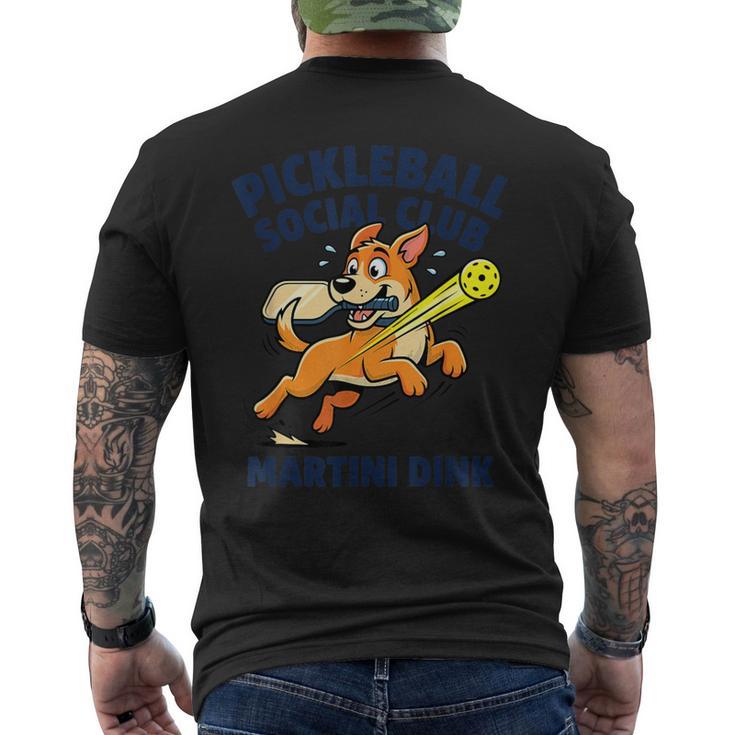 ピックルボール ソーシャル クラブ マティーニ ディンク 漫画 犬 メンズTシャツ バックプリント