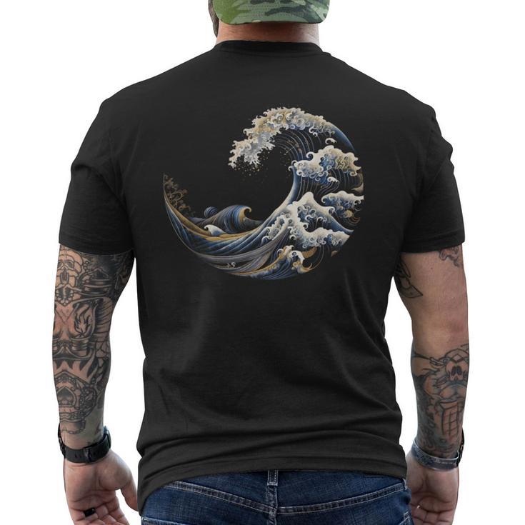 フィボナッチ数列カナガワウェーブ メンズTシャツ バックプリント