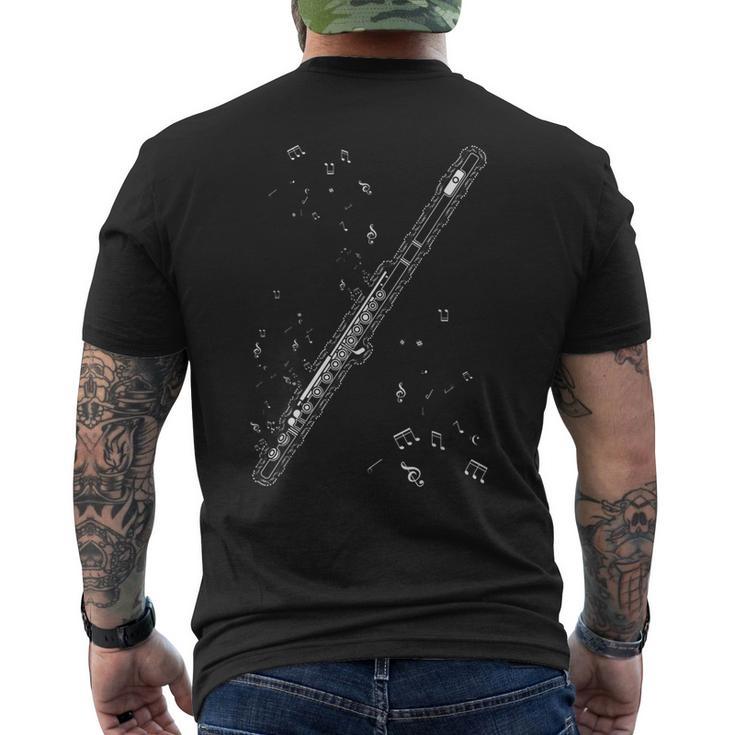 フルート 音楽 音符 楽器 ミュージシャン フルート奏者 メンズTシャツ バックプリント