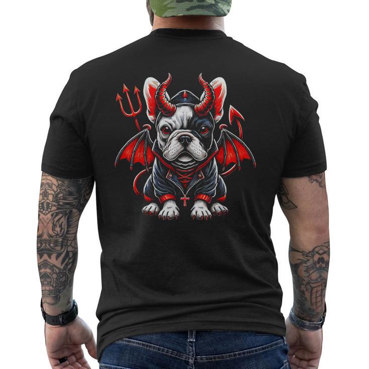 フレンチブルドッグ 悪魔 ハロウィン 鬼 コスチューム 地獄 サタン メンズTシャツ バックプリント
