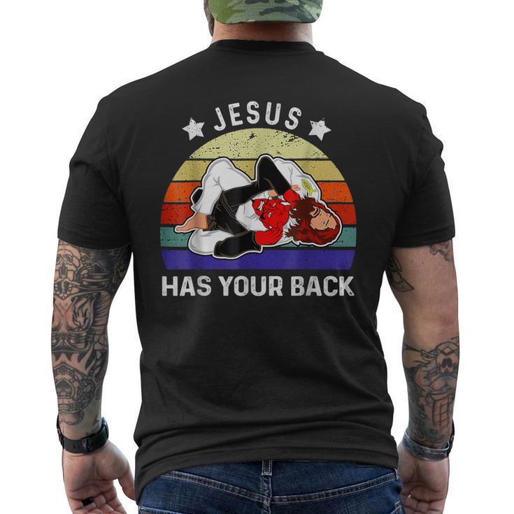 ブラジリアン柔術 Jesus Has Your Back メンズTシャツ バックプリント