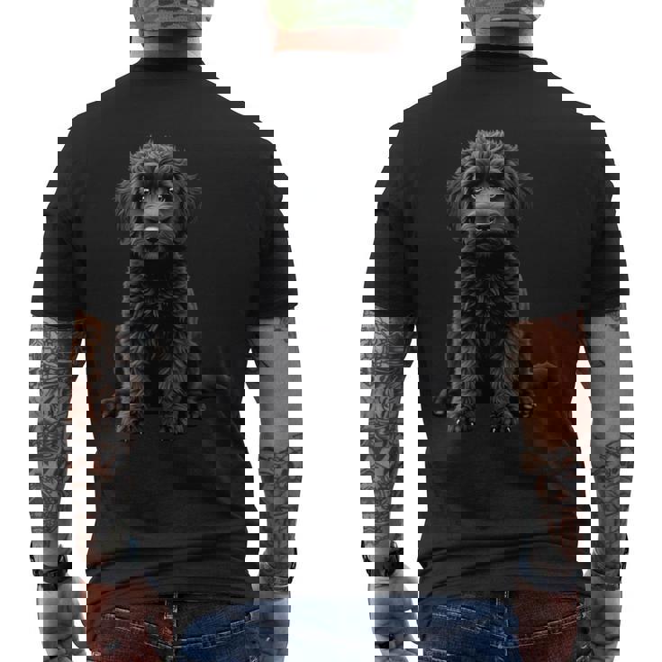 ブラックラブラドゥードル犬のアートデザイン。 長袖tシャツ メンズTシャツ バックプリント