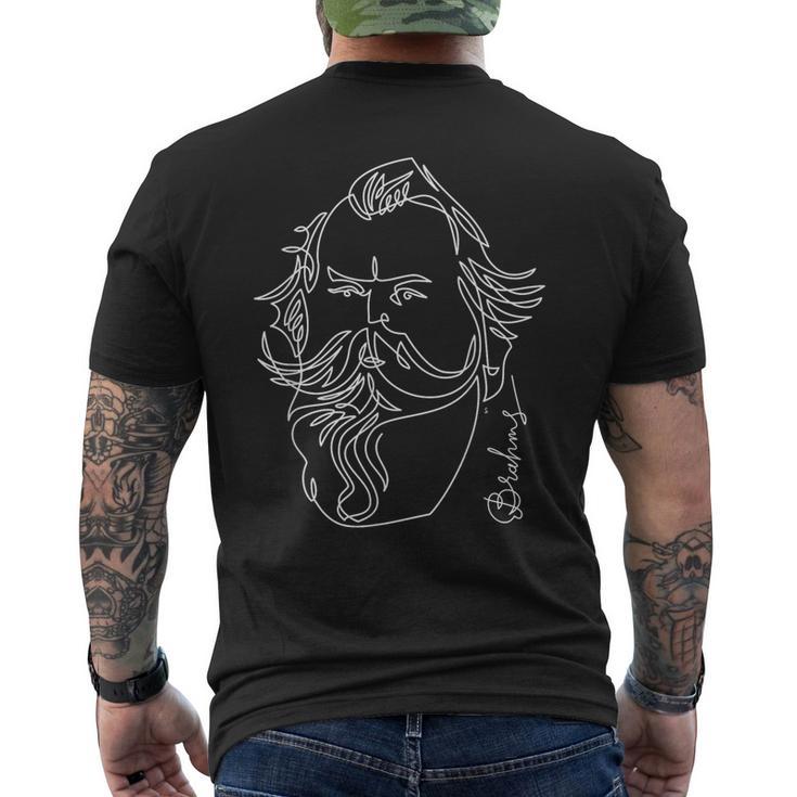 ブラームス 偉大な作曲家 クラシカル ポートレート ギフト メンズTシャツ バックプリント