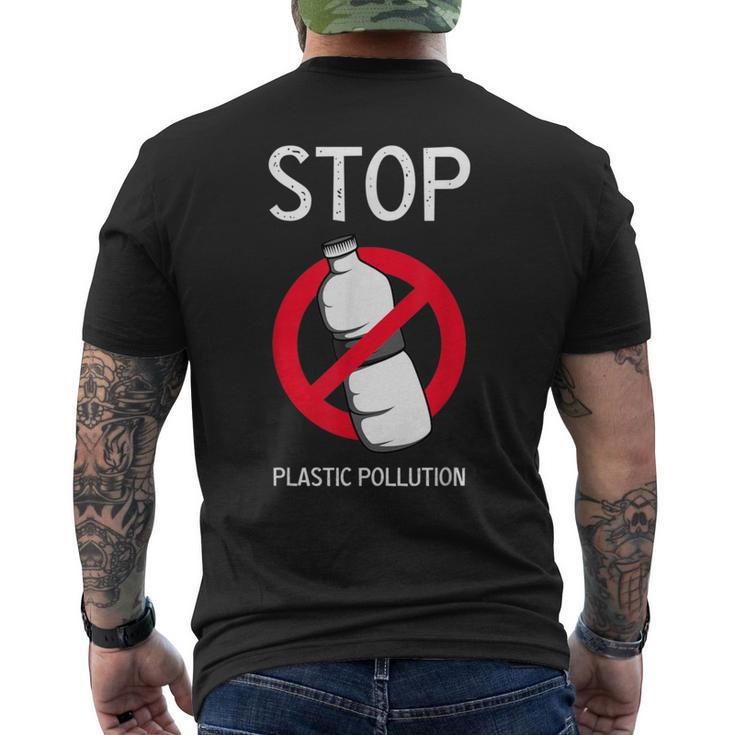プラスチック汚染環境係派を止める メンズTシャツ バックプリント