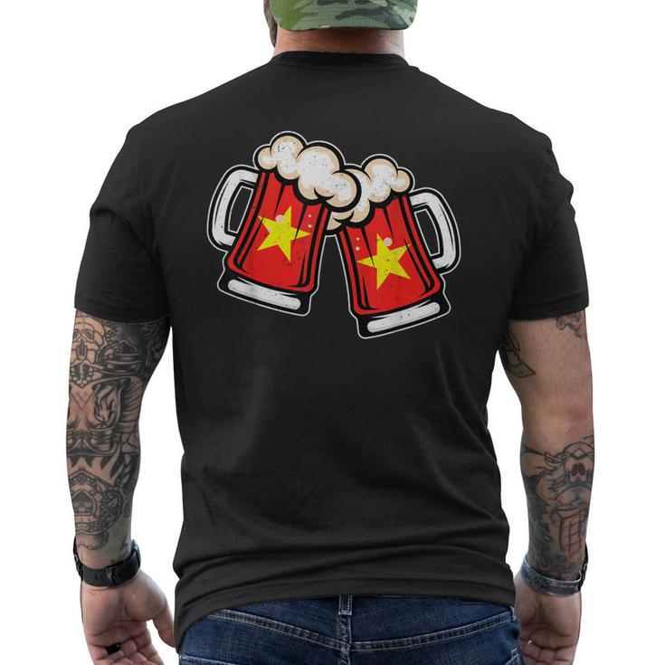 ベトナム国旗ビールジョッキ クールなベトナムビール メンズTシャツ バックプリント