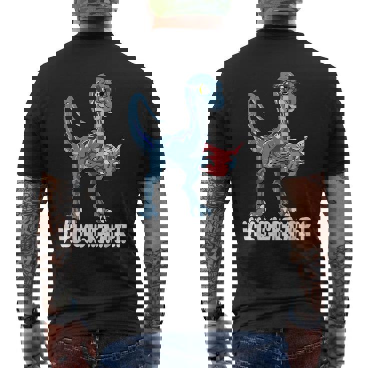 ベロシアダー ベロキラプトル 恐竜 読書 本好き メンズTシャツ バックプリント