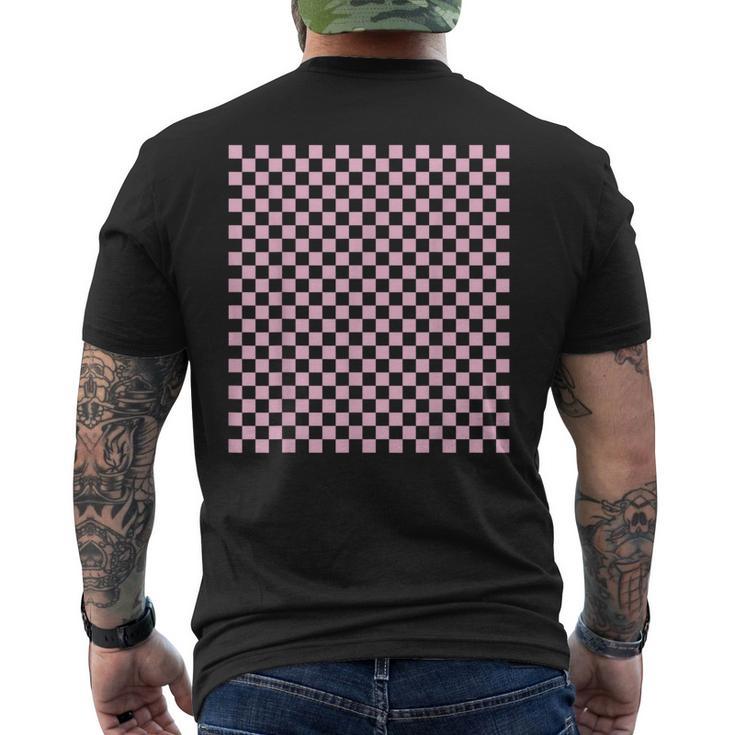 ペールピンク、市松模様、市松 メンズTシャツ バックプリント