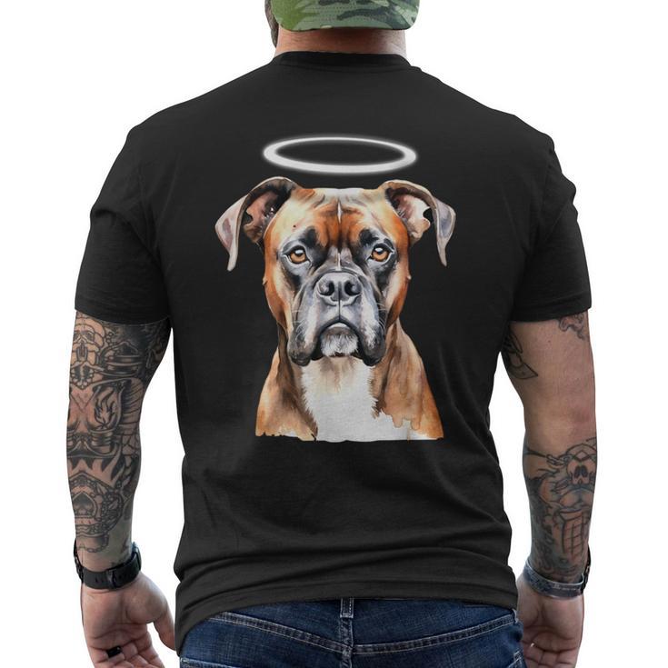 ボクサー 犬 天使 メンズTシャツ バックプリント