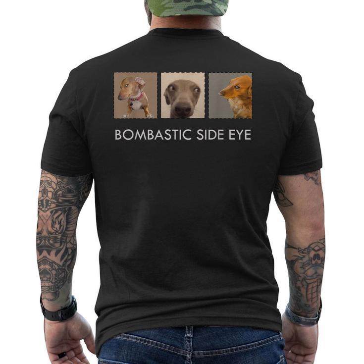 ボンバスティック・サイド・アイ・クリミナル・オフェンシブ・サイド・アイ・ドッグ・ミーム メンズTシャツ バックプリント