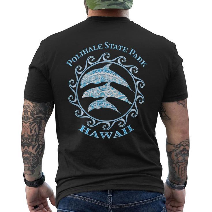 ポリハレ州立大学公園 ハワイ部族 イルカ 海の動物 メンズTシャツ バックプリント
