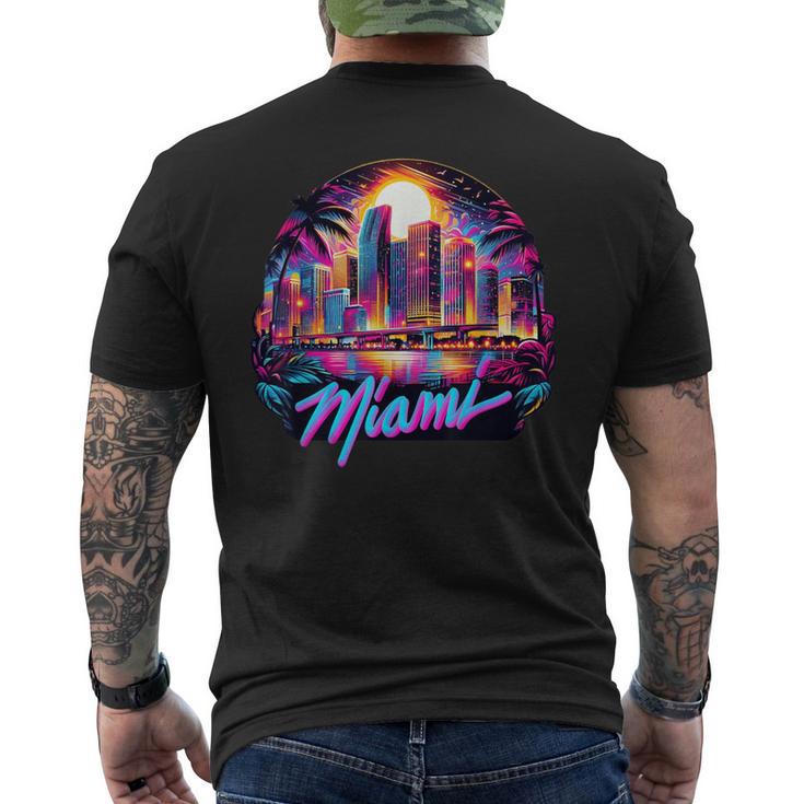 マイアミ シティ メンズ フロリダ 鮮やかな カラフル お土産 マイアミ メンズTシャツ バックプリント