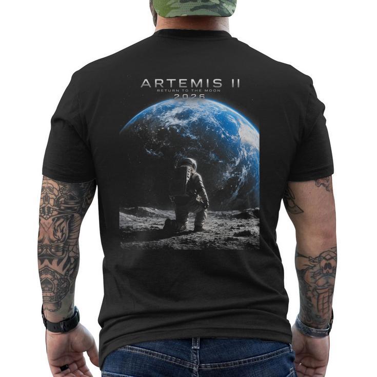 ミッション・トゥ・ザ・ムーン 宇宙飛行士アルテミス 2026 ロケットアルテミス2 メンズTシャツ バックプリント