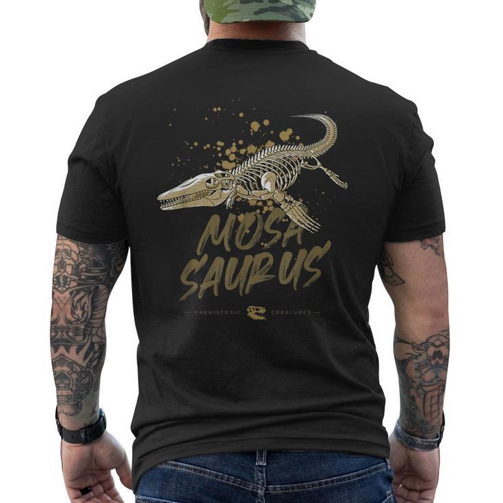 モササウルス スケルトン 古生物学者 化石 恐竜 恋人 メンズTシャツ バックプリント