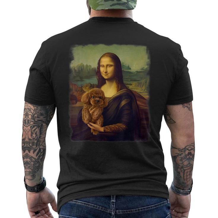 モナリザ プードルを抱く かわいい犬のアート パロディ絵画 メンズTシャツ バックプリント
