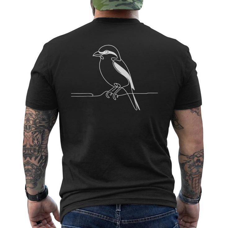 ラインアート 鳥・鳥類学者 ノーザンモズ メンズTシャツ バックプリント