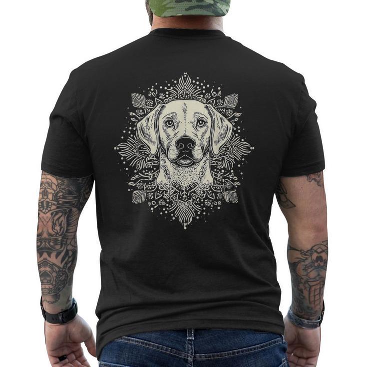ラブラドールレトリバー 犬 モチーフ ペット 曼荼羅 ラブラドールレトリバー メンズTシャツ バックプリント