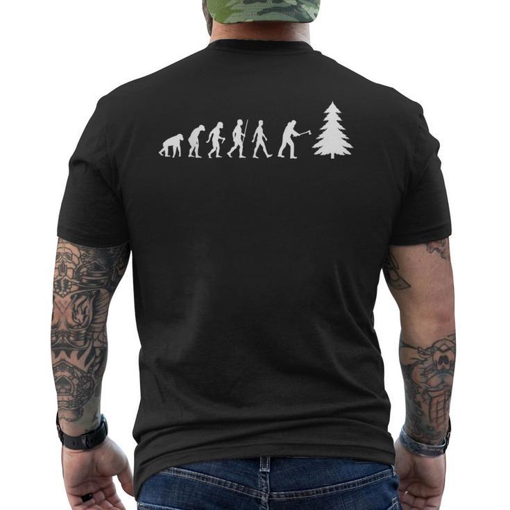 ランバージャック 進化 林業 労働者 育成 斧 林業 メンズTシャツ バックプリント
