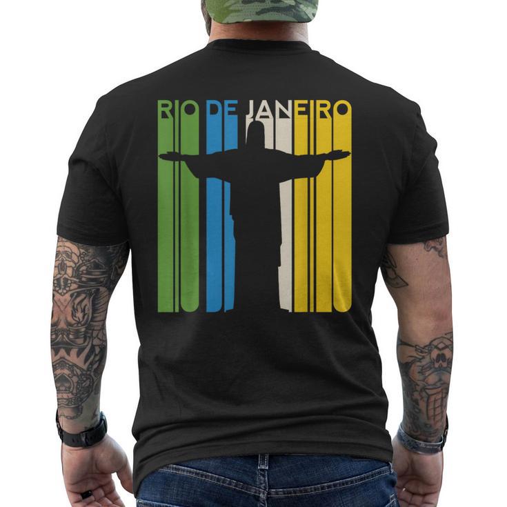 リオデジャネイロ ブラジル レトロ ビーチ ブラジルの像 サンパウロ メンズTシャツ バックプリント