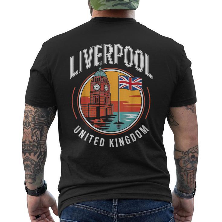 リバプール イギリス 旅行 シティ アドベンチャー メンズTシャツ バックプリント