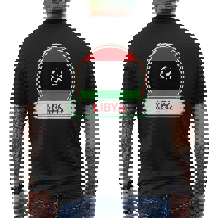 リビア国バッジ リビア国旗 メンズTシャツ バックプリント
