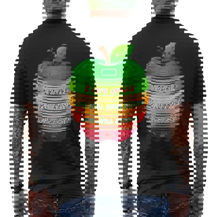 リンゴの力シリーズ リンゴのエネルギー リンゴ スライス 充電 バッテリー 残量 おもしろみ ユニーク メンズTシャツ バックプリント