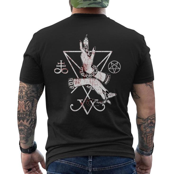 ルシファーの悪魔の紋章 五芒星とリヴァアタン十字架 長袖tシャツ メンズTシャツ バックプリント