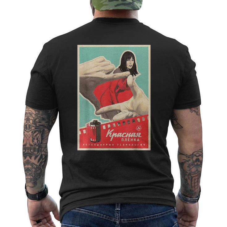 レッドカメラフィルムポスター 本物のソビエトアート メンズTシャツ バックプリント