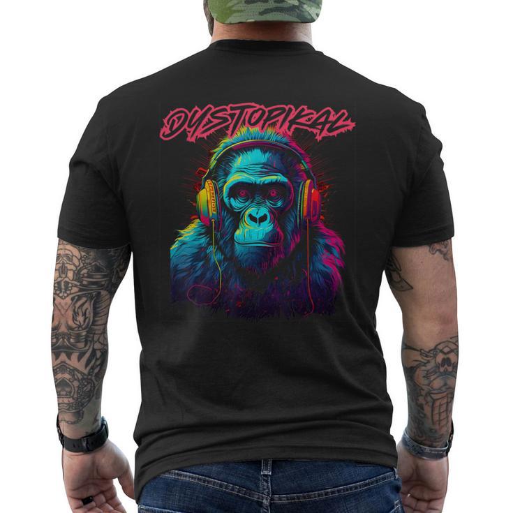レトロなシンセウェーブパンクゴリラデザイン。 メンズTシャツ バックプリント