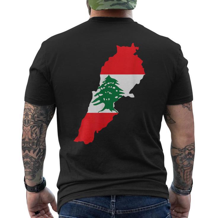 レバノン国旗 地図 ベイルート 杉の木 レバノン ヘリテージデザイン メンズTシャツ バックプリント