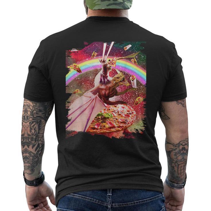 レーザーアイズ 宇宙 猫 ライディング ドラゴン メンズTシャツ バックプリント
