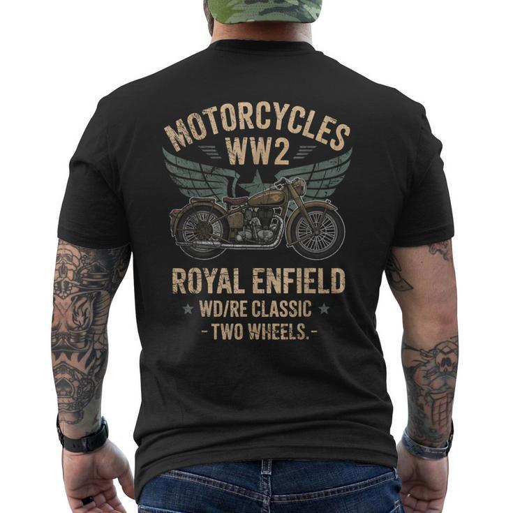ロイヤルエンフィールドwdReクラシックモーターサイクルww2 メンズTシャツ バックプリント