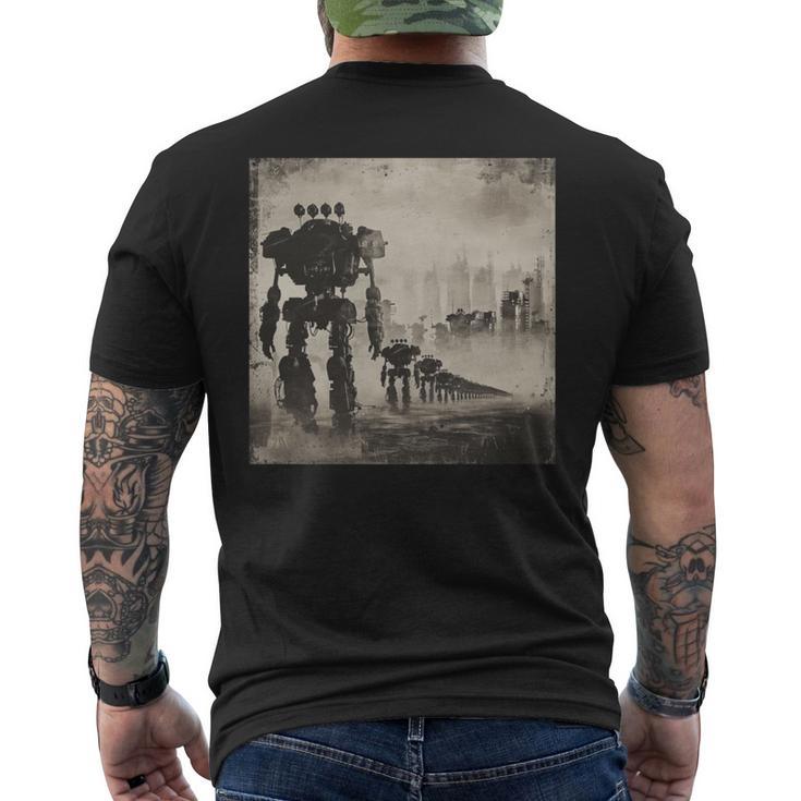 ロボットの行進、Sf、ロボット 長袖tシャツ メンズTシャツ バックプリント