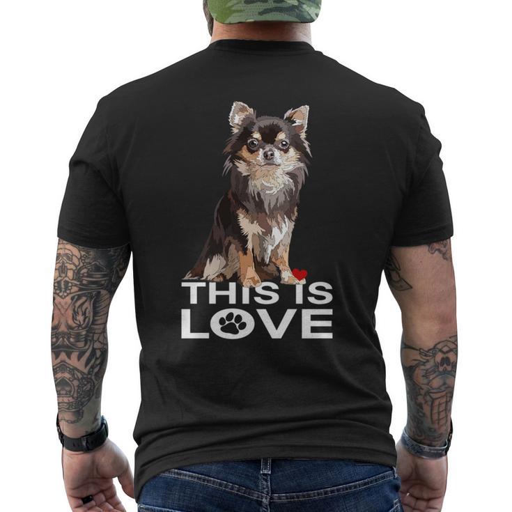 ロングヘア チワワ犬 This Is Love Brown チワワ 恋人 長袖tシャツ メンズTシャツ バックプリント